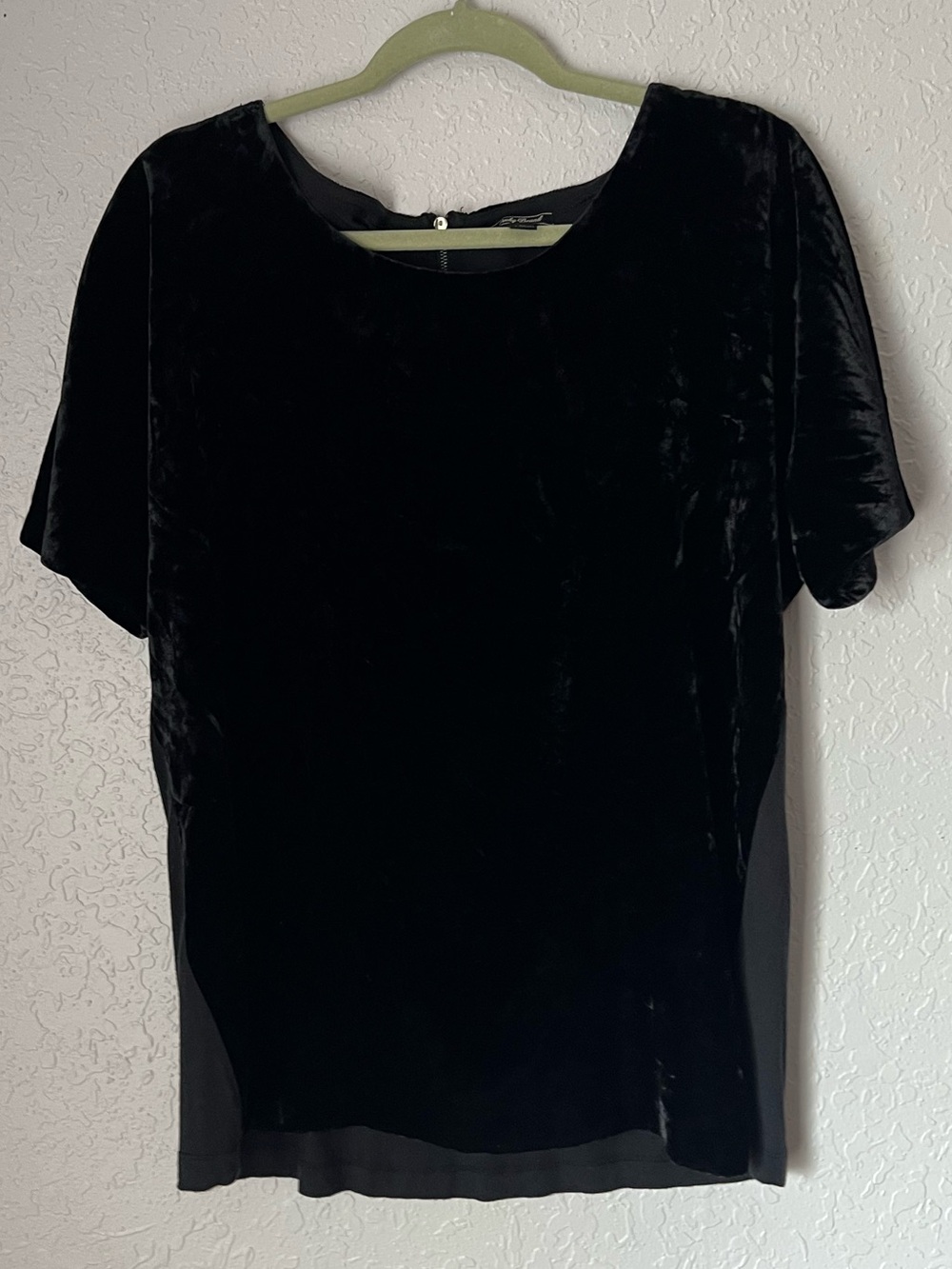 Lucky Brand Black Velvet Short Sleeve Top